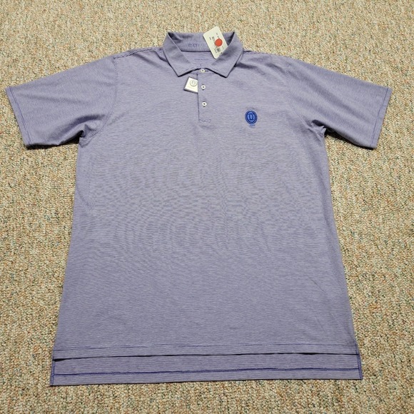 B Draddy Polo Shirt Men Large Purple Striped Golf Performance The Country Club